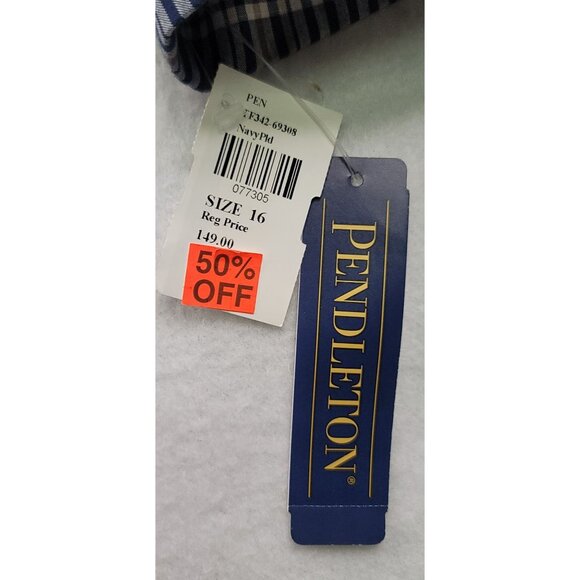 Pendleton Womens Navy Brown Plaid 2 Button Pockets Blazer Size 16 Academia - Picture 9 of 14